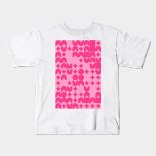 Girly Pinkish Geometric Pattern - Flowers & Stars #3 Kids T-Shirt